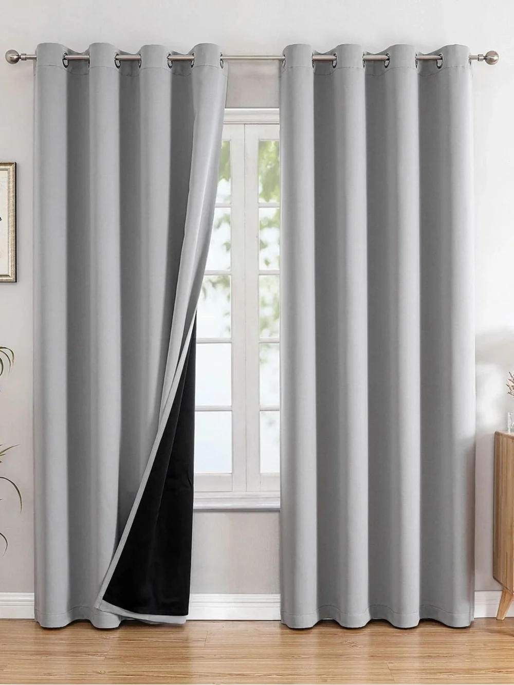 Blackout light gray grommet curtains NEW
